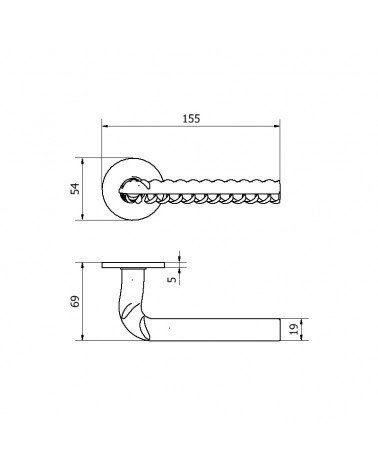Manija de puerta futurista original Rocksor con dimensiones