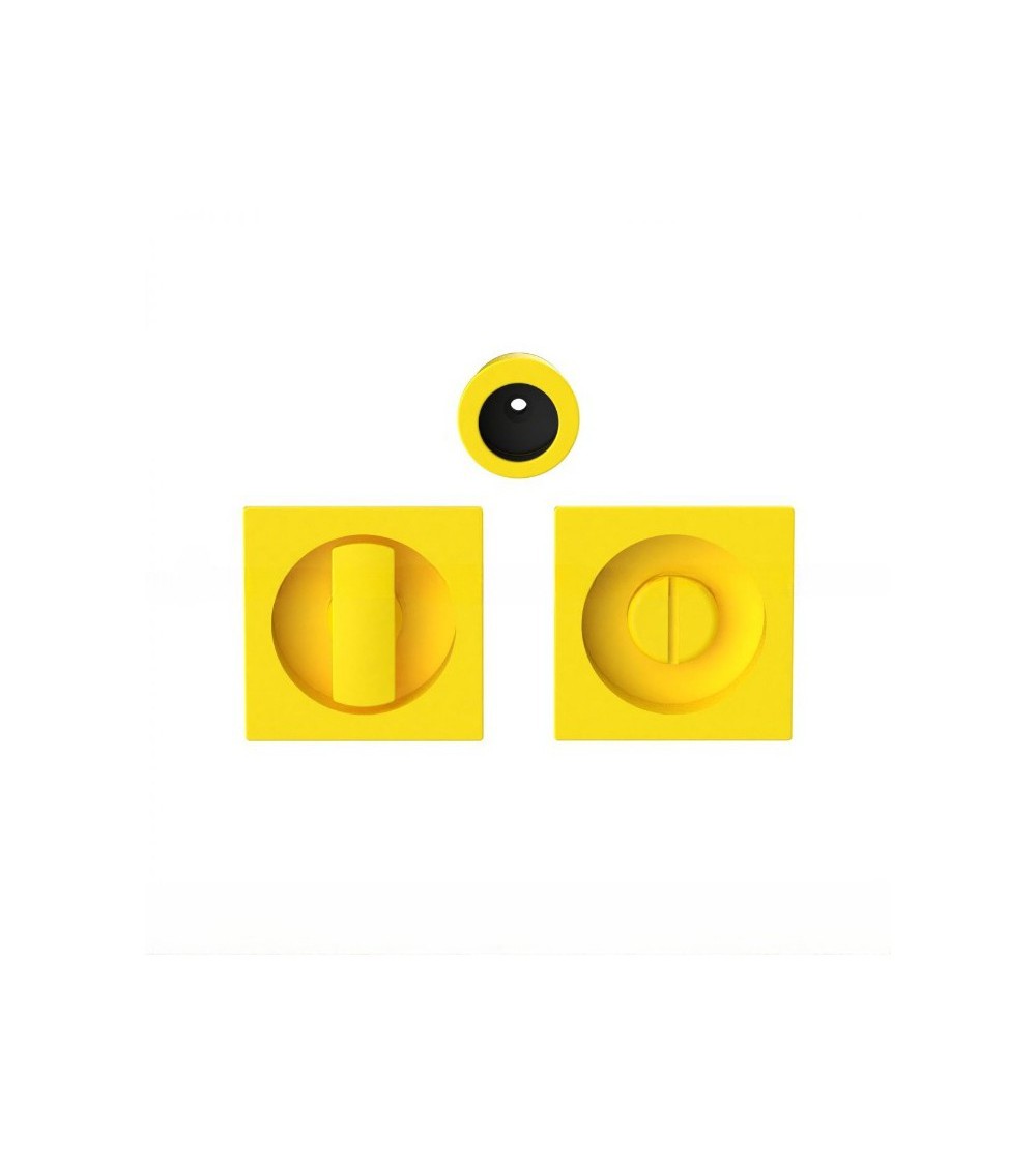 Tirador para puerta corredera con cierre de privacidad color amarillo limón Moon One tirador de diseño