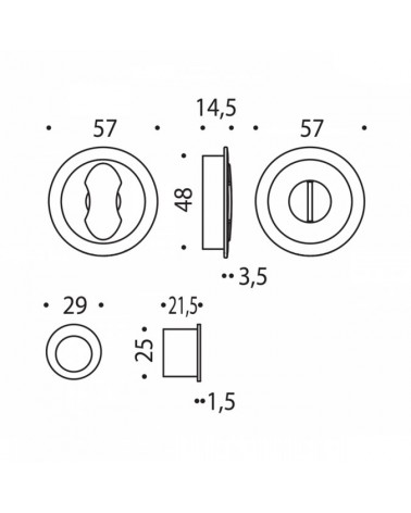 Tirador para puerta corredera Moon One con dimensiones