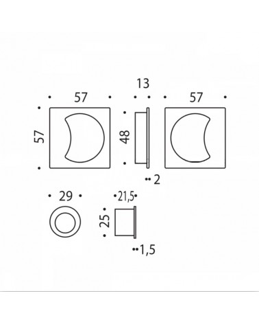 Tirador para puerta corredera Colombo Design Moon One con dimensiones