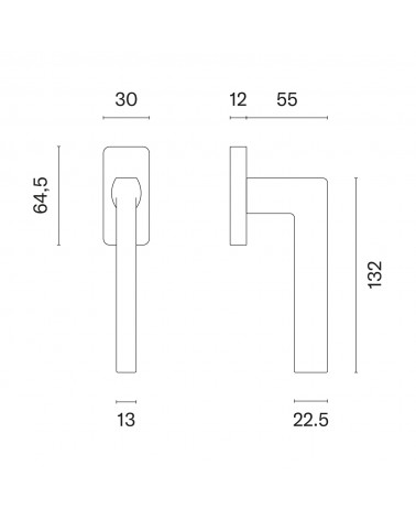 Tirador de ventana EURA con dimensiones