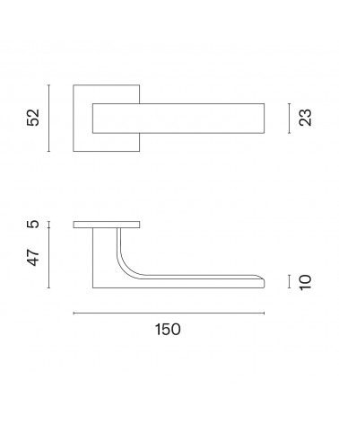Manija de puerta de zamak ALISSO con dimensiones