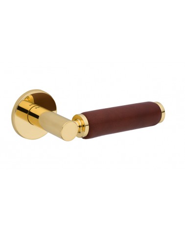 Manija de puerta dorada pulida en cuero oscuro TUPAI 4200/201 redonda - diseño de tirador