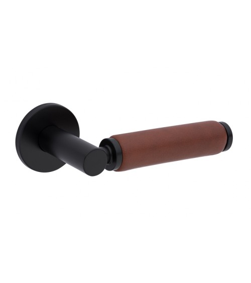 Manija de puerta negra en cuero oscuro TUPAI 4200/201 redonda - manija de diseño