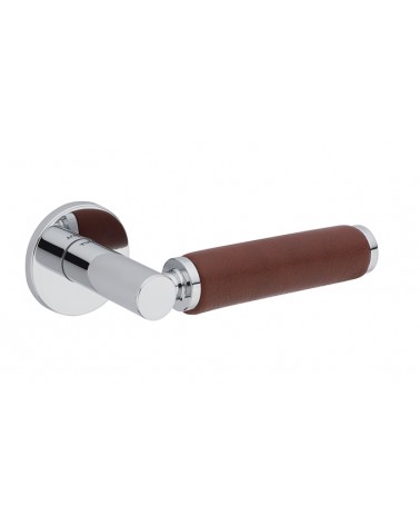 Tirador de puerta cromado pulido en cuero oscuro TUPAI 4200/201 redondo - tirador de diseño