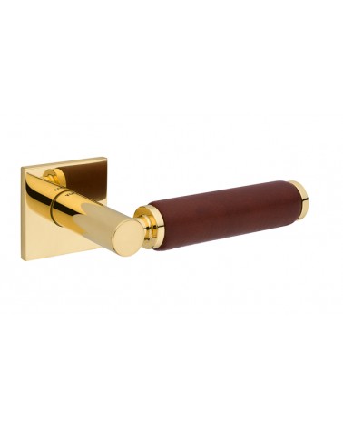 Manija de puerta dorada pulida en cuero oscuro TUPAI 4200/201 cuadrada - manija de diseño