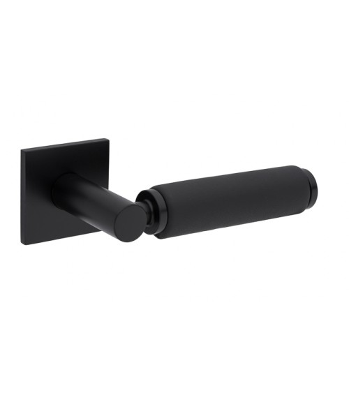 Manilla de puerta negra en cuero negro TUPAI 4200/202 cuadrada - manilla design