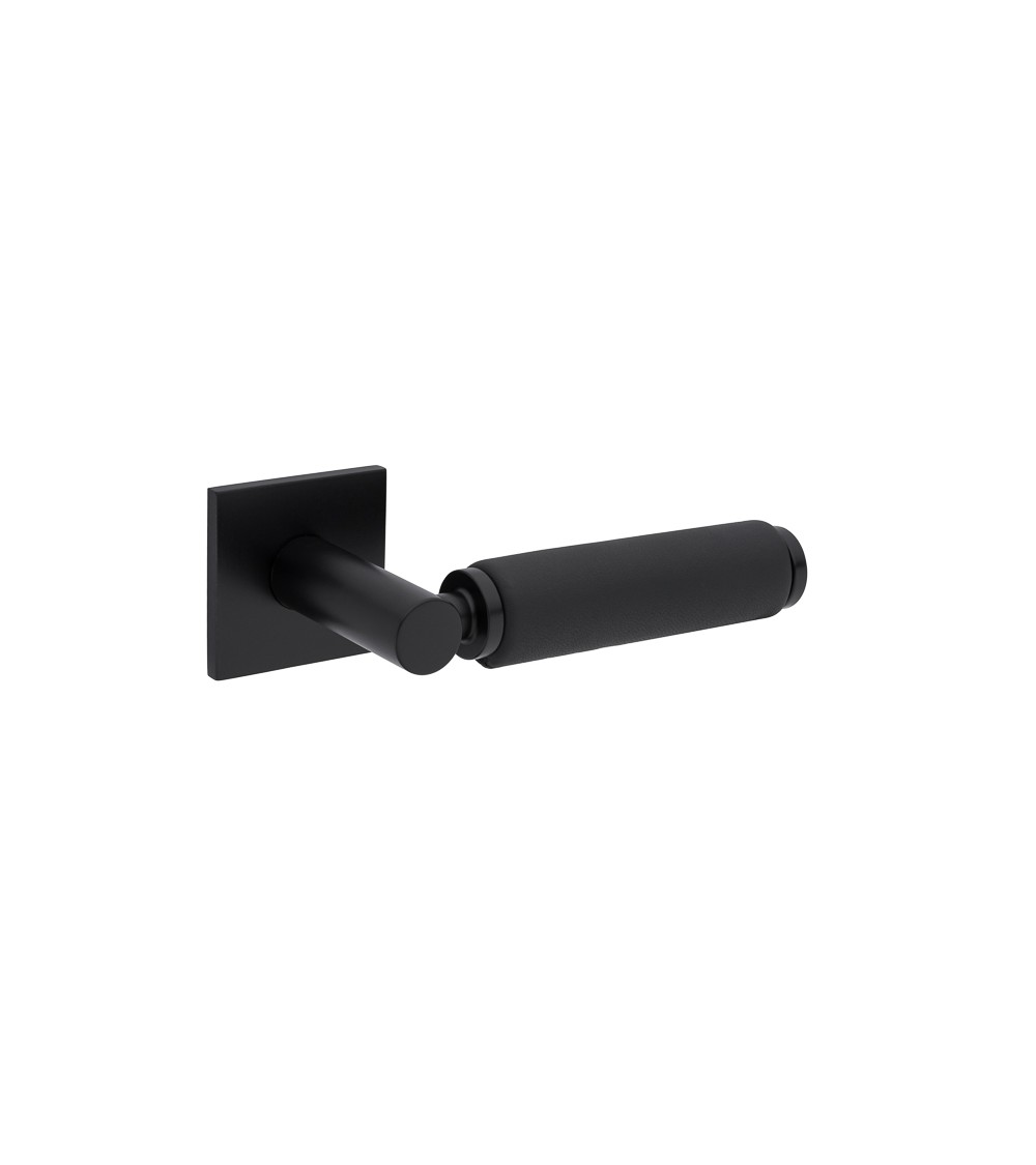 Manilla de puerta negra en cuero negro TUPAI 4200/202 cuadrada - manilla design