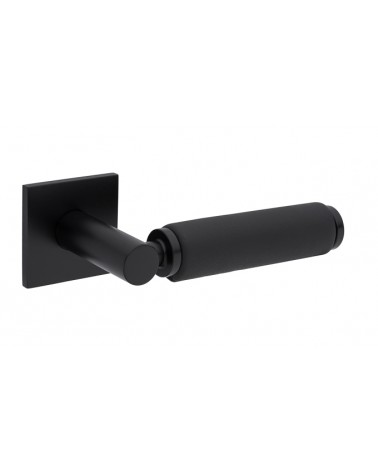 Manilla de puerta negra en cuero negro TUPAI 4200/202 cuadrada - manilla design