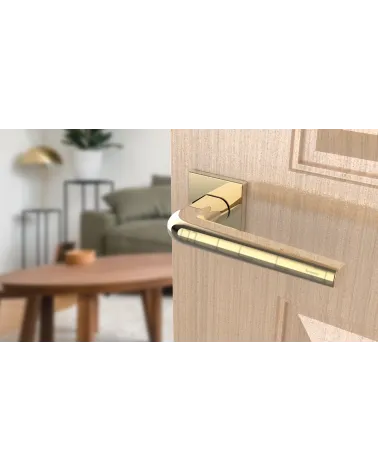 Tirador de puerta en cromo pulido sobre placa cuadrada FUNKIA - tirador de diseño