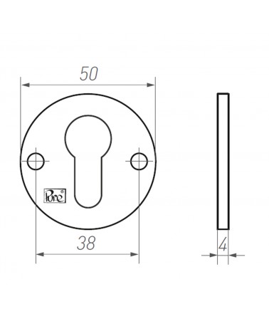 Roseta de puerta R PURE llave L-50F - tirador de diseño