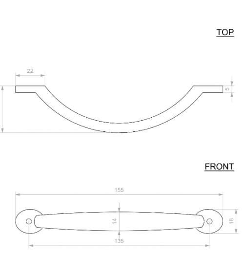 Tirador de mueble COM13 en latón - diseño