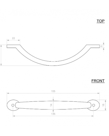 Copia de tirador de mueble CIP600 en latón - diseño