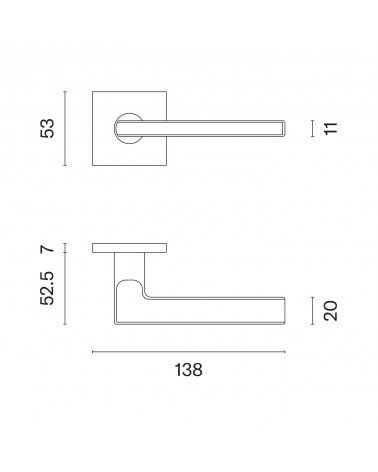 Manilla de puerta SIRA con dimensiones