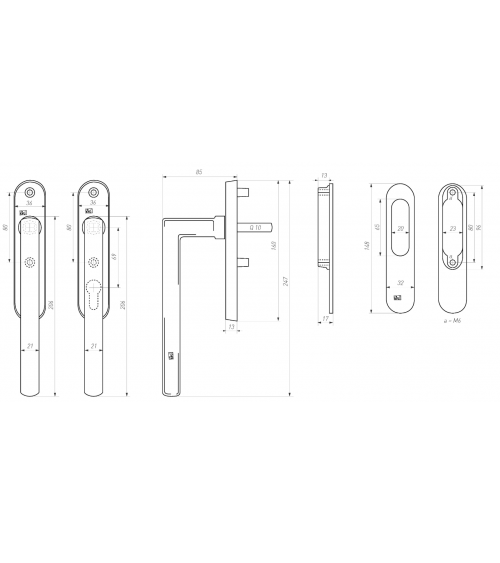 Tirador de ventana para puerta corredera en bronce bruto - tirador de diseño