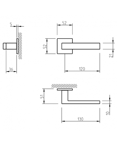 Manilla de puerta TUPAI 2275 con dimensiones