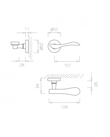 Tirador de puerta TUPAI 940 con dimensiones