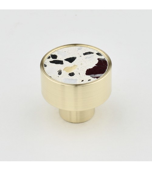 Botón de mueble en latón y Terrazzo tirador de diseño