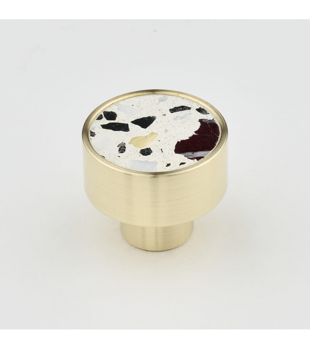 Botón de mueble en latón y Terrazzo tirador de diseño