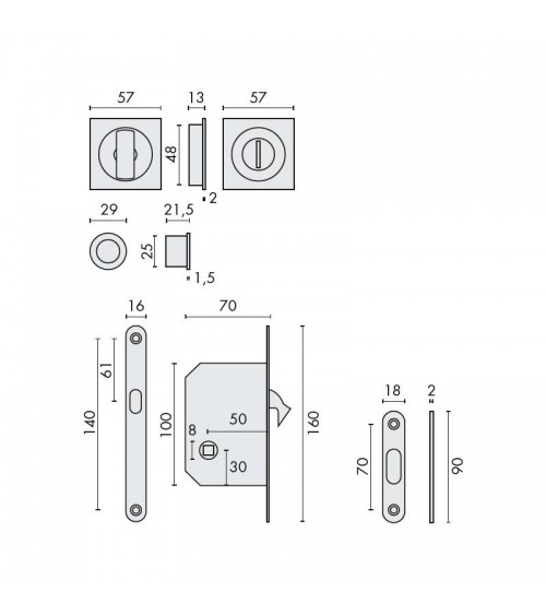Tirador para puerta corredera COLOMBO DESIGN con cerradura de tirador de diseño