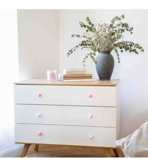 Botón de mueble de madera de haya Rosa tirador de diseño