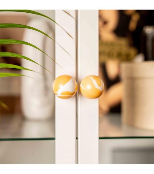 Botón de mueble de madera de haya naranja, tirador de diseño