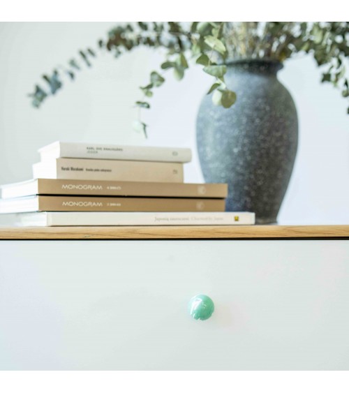 Botón de mueble de madera de haya verde intenso, tirador de diseño