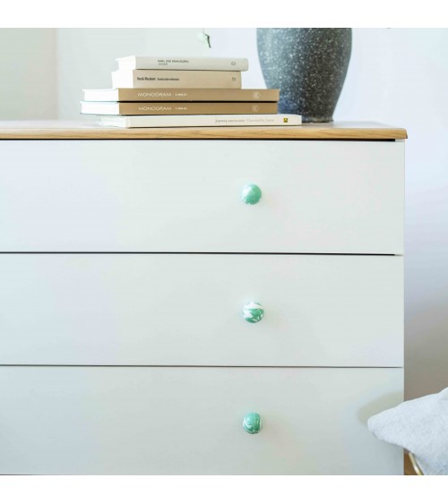 Botón de mueble de madera de haya verde intenso, tirador de diseño