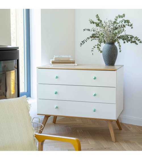 Botón de mueble de madera de haya verde intenso, tirador de diseño