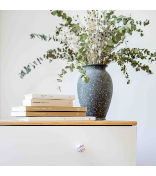 Botón de mueble en madera de haya berenjena tirador de diseño