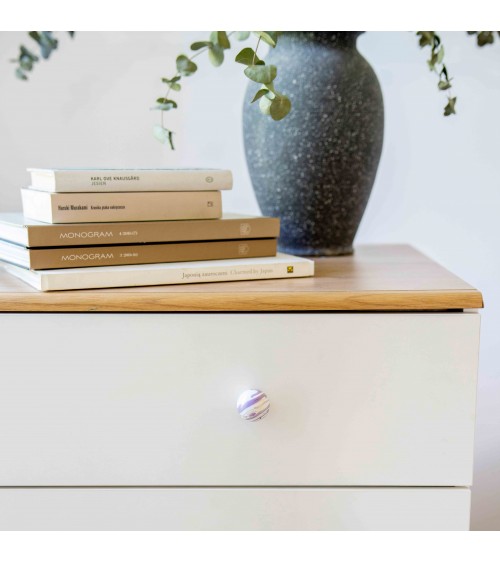 Botón de mueble en madera de haya berenjena tirador de diseño