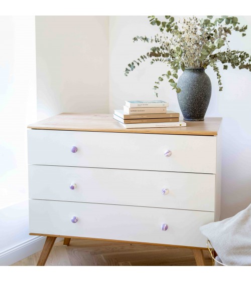 Botón de mueble en madera de haya berenjena tirador de diseño