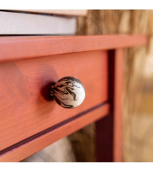 Botón de mueble en madera de haya negro tirador de diseño
