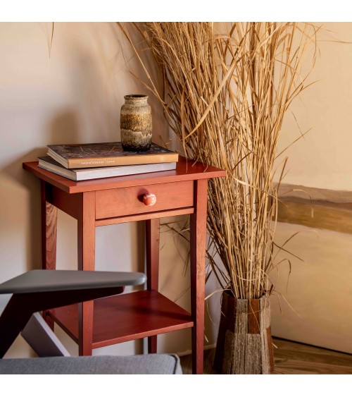 Botón de mueble en madera de haya rojo cereza tirador de diseño