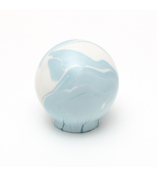 Botón de mueble en madera de haya gris azul tirador de diseño