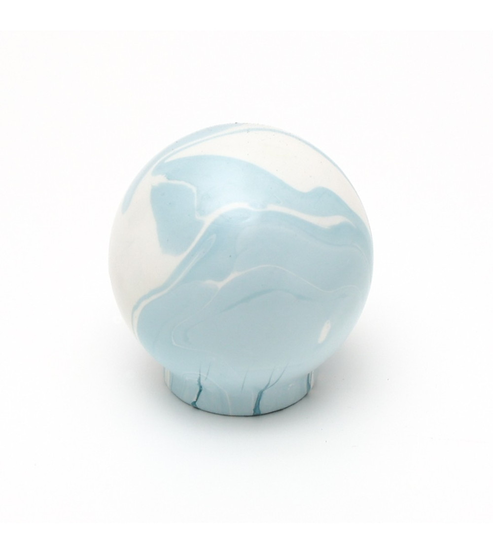 Botón de mueble en madera de haya gris azul tirador de diseño