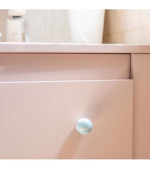 Botón de mueble en madera de haya gris azul tirador de diseño