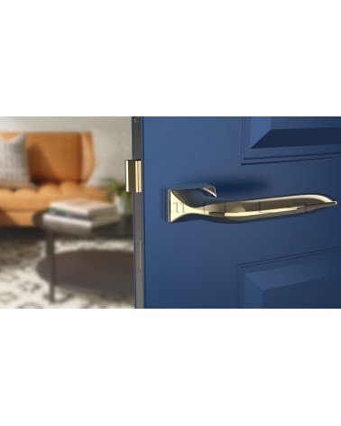 Tirador de puerta GLADIOLA tirador de diseño color 3 vista frontal montada en una puerta