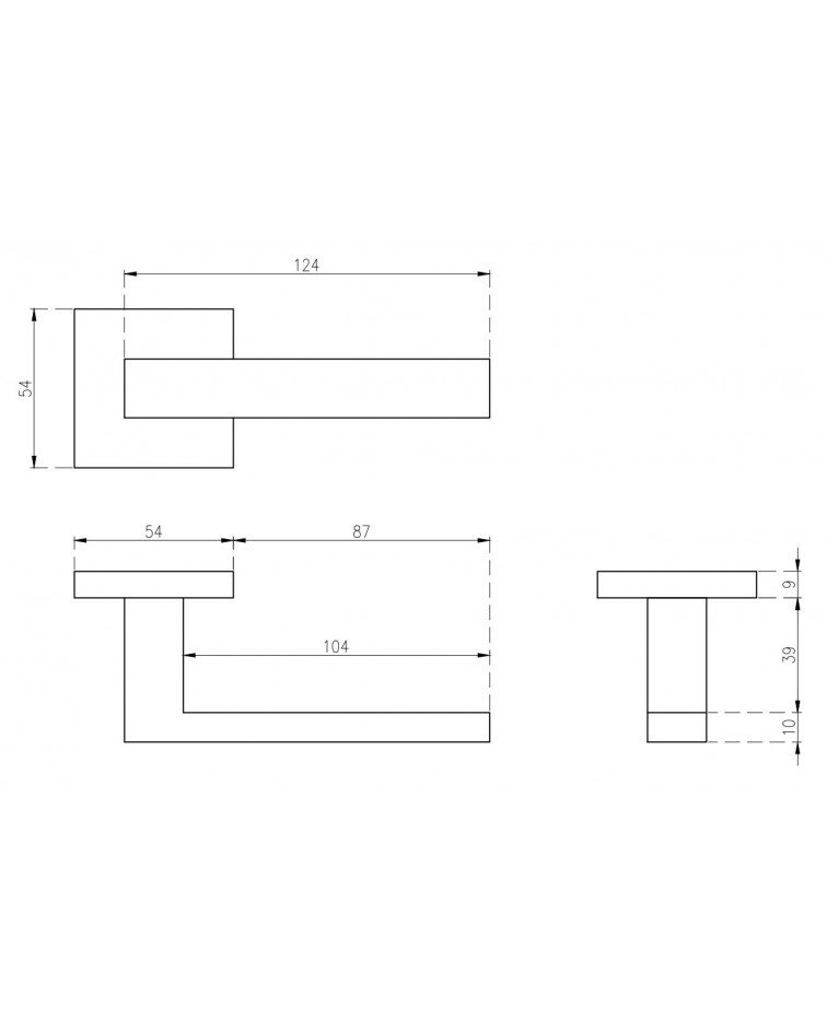 Tirador de puerta de acero inoxidable KVADRAT 1703 con dimensiones
