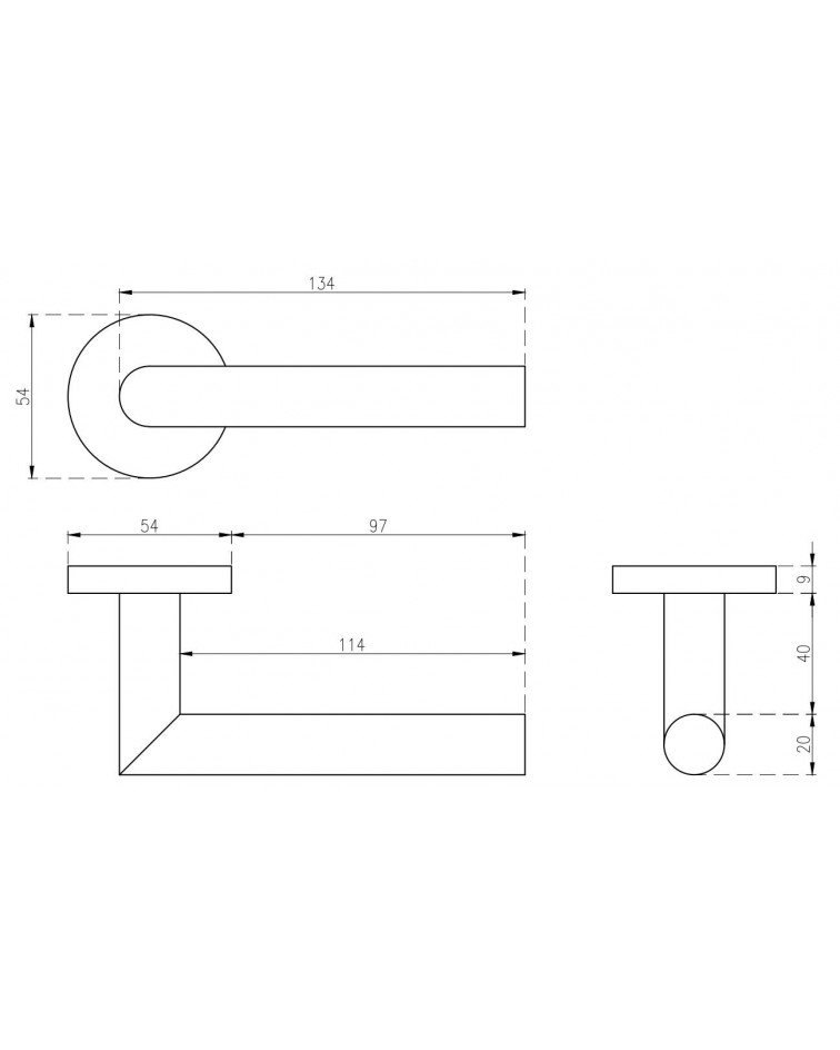 Tirador de puerta OVAL 1701 con dimensiones