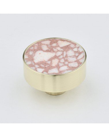 Botón de mueble en latón y Pink Terrazzo tirador de diseño modelo grande