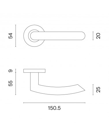 Tirador de puerta clásico OVAL 1707 con dimensiones