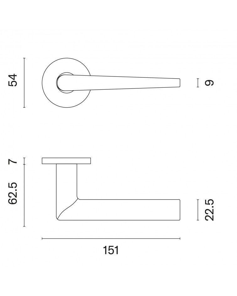 Tirador de puerta de aluminio SALTA con dimensiones