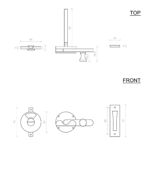 Copia del pestillo de puerta WC Rétro con gancho - herraje de diseño