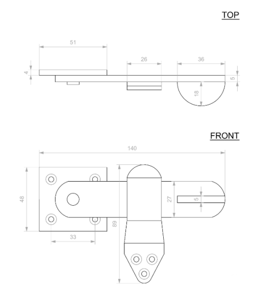 Pestillo de puerta de hierro Rétro con gancho - herraje de diseño