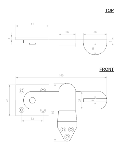 Pestillo de puerta de hierro Rétro con gancho - herraje de diseño