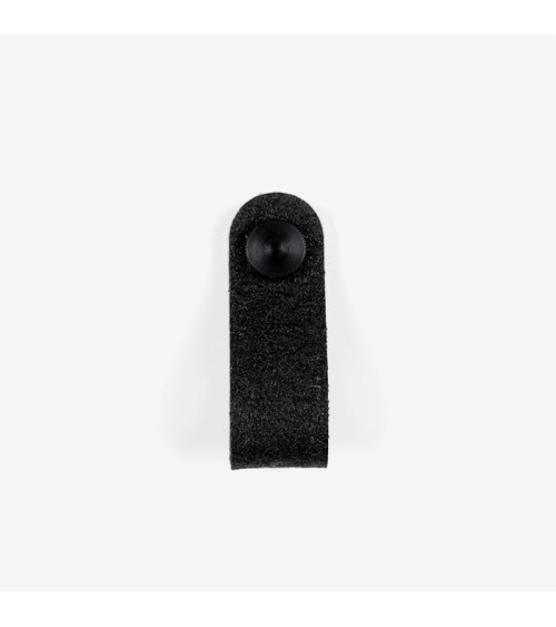 Tirador de mueble negro en cuero de piña - herraje de diseño