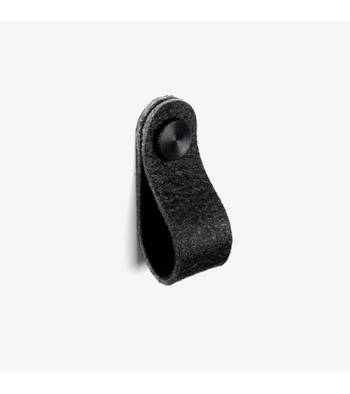 Tirador de mueble negro en cuero de piña - herraje de diseño