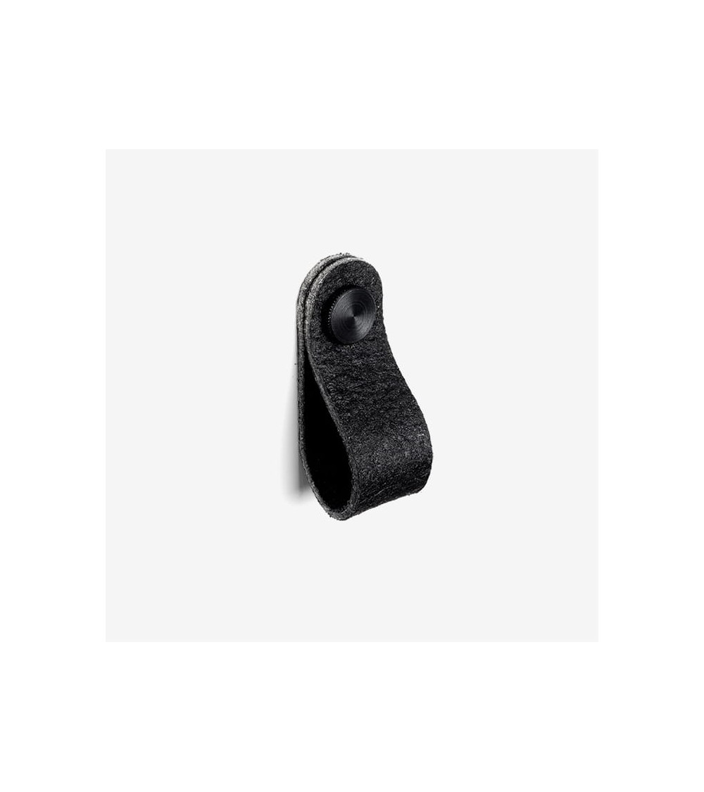 Tirador de mueble negro en cuero de piña - herraje de diseño