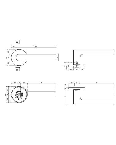 Tirador de puerta REWA con dimensiones